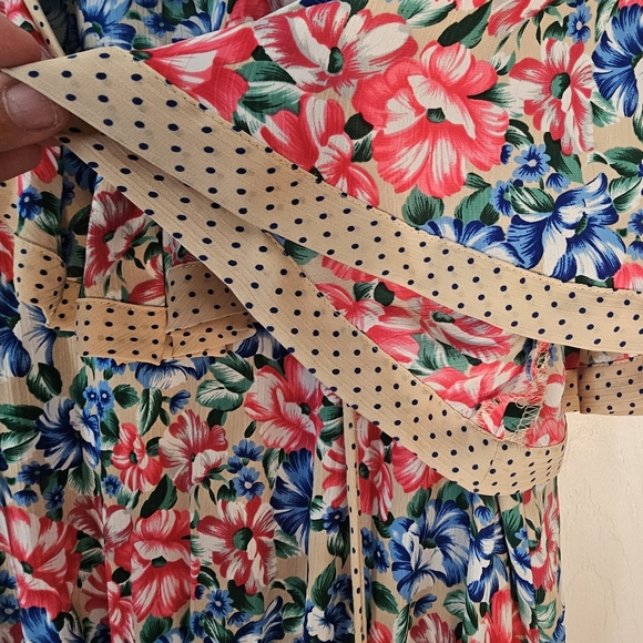 VTG c.1980's Diane Freis Gorgette Floral Free-Size Dress, Size Medium or Large? - Picture 7 of 8